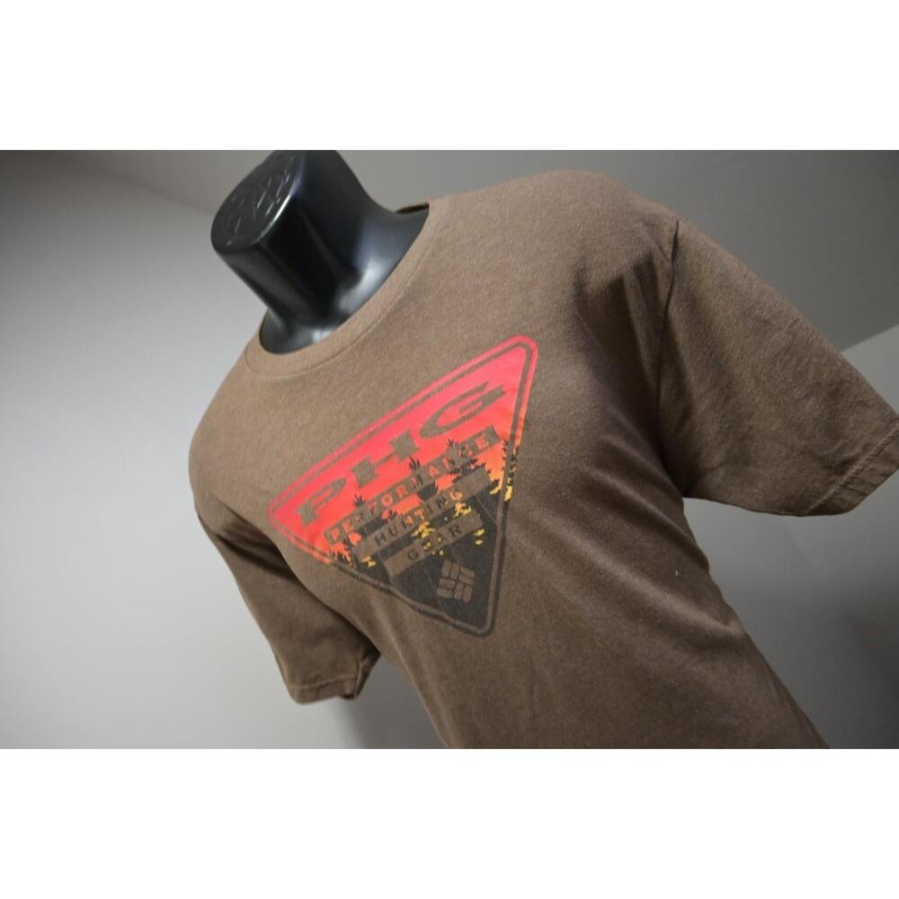 Columbia PHG Tee Shirt Graphic Hunting Fishing Brown Short Sleeve Mens Sz Large